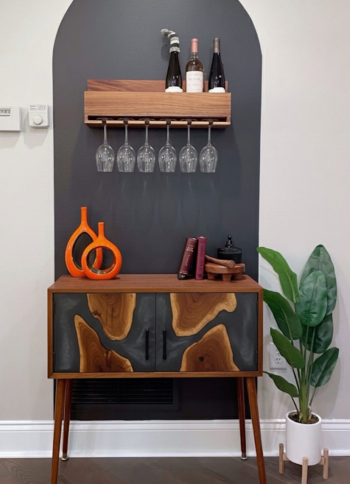 Rustic Wave Solid Wood Bar Console