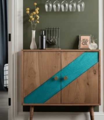 Rustic Wave Solid Wood Bar Console image 4