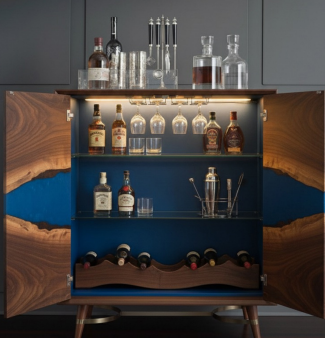 Rustic Wave Solid Wood Bar Console image 2