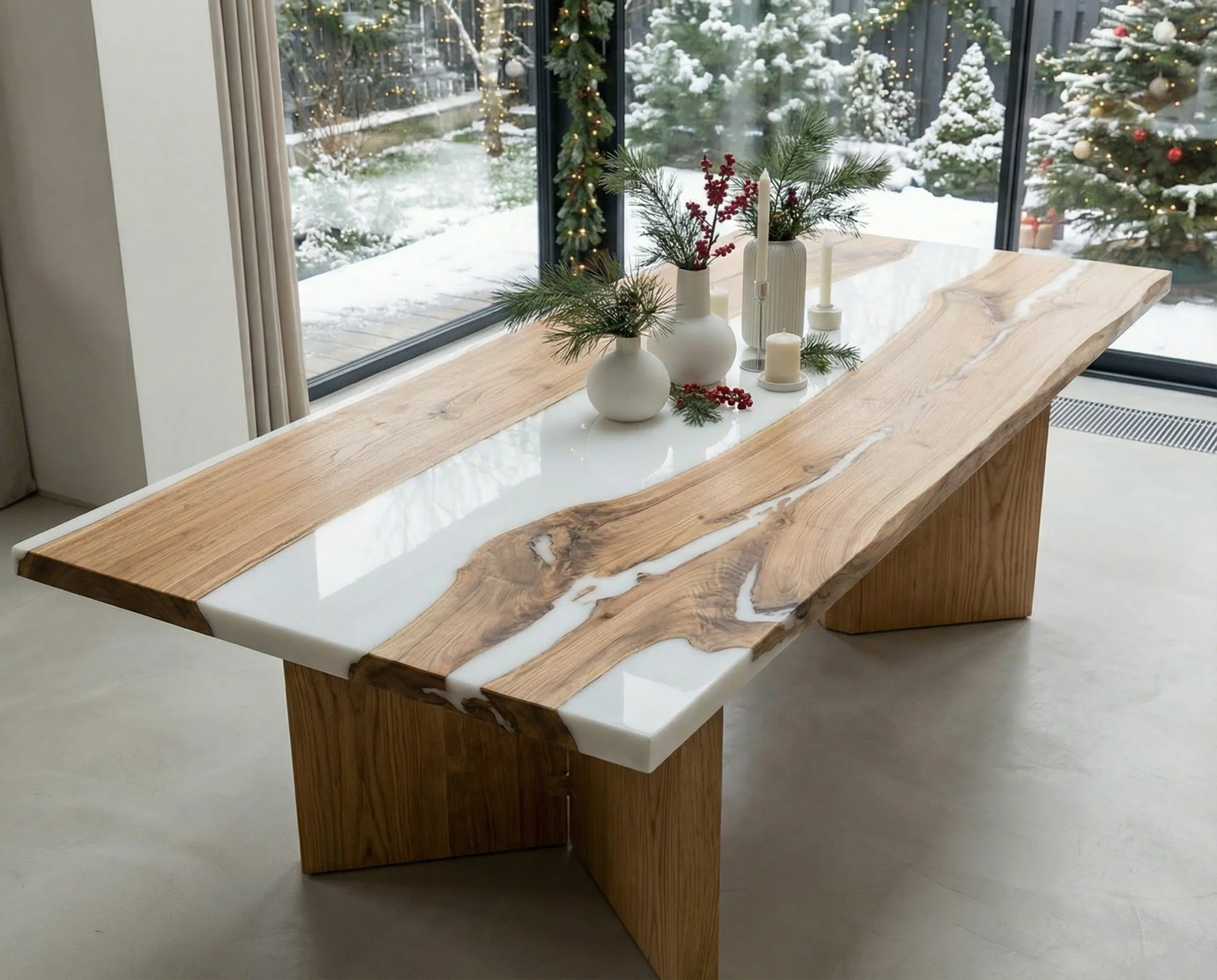 Ash Wood Epoxy Resin Dining Table image 2