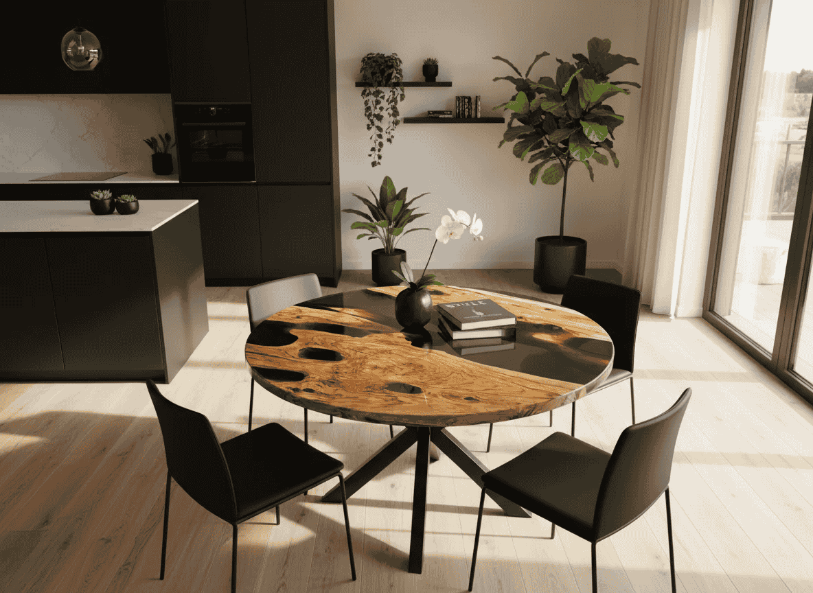 Poplar Epoxy Resin Round Table image 2