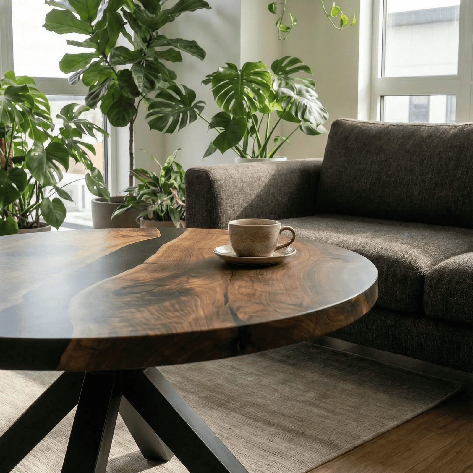 Suar Wood Resin Coffee Table