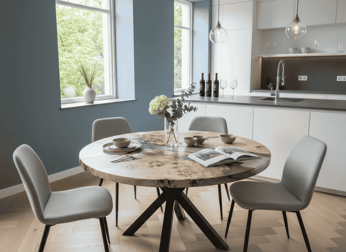 Poplar Epoxy Resin Round Table